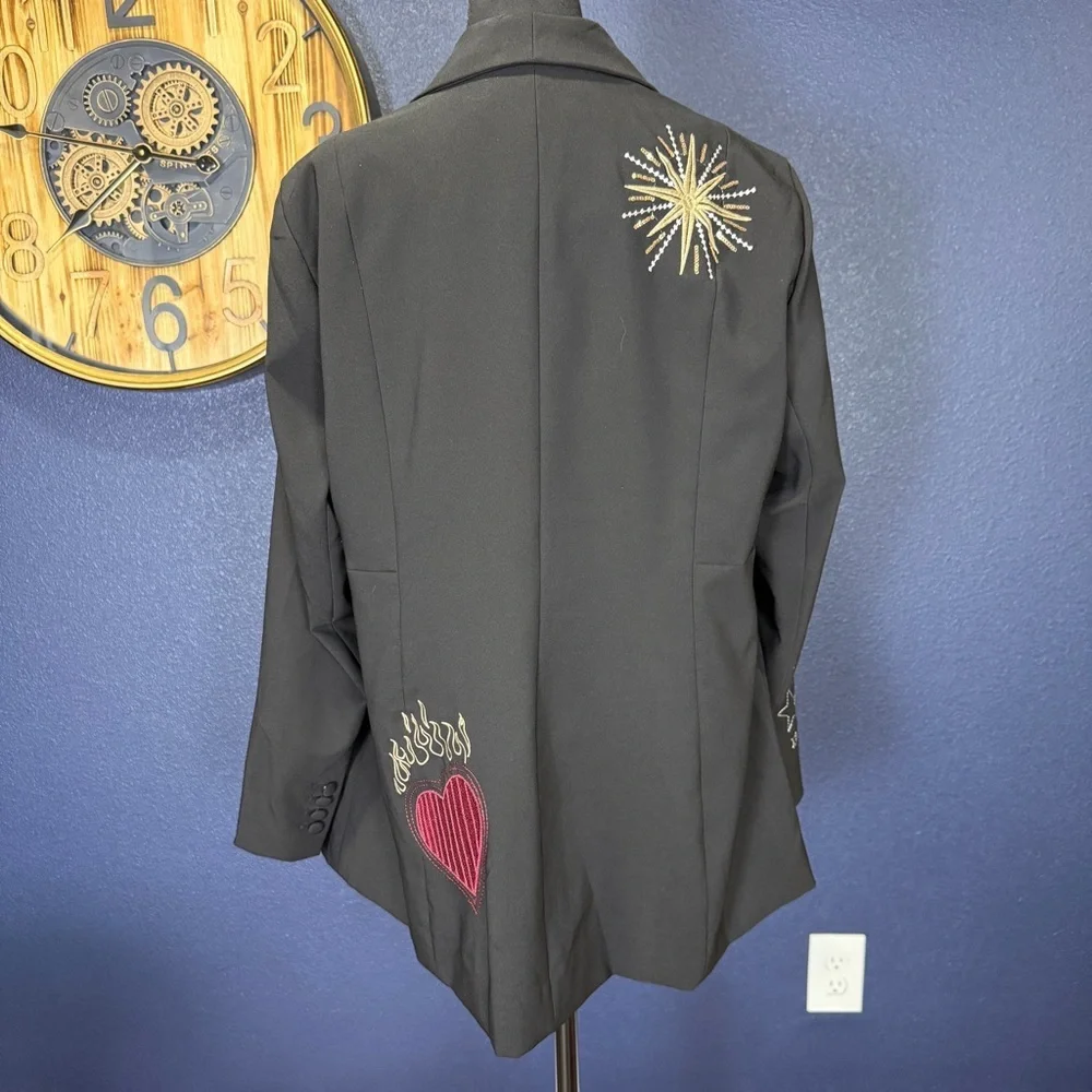 Studio Refined by Torrid Embellished Blazer, Hearts, Stars, & Skull, Size 1X - Picture 5 of 11